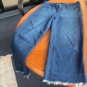 Liverpool Dark Blue Wide-Leg Jeans with Raw Hem